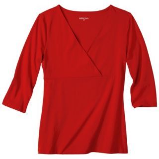 Womens Double Layer 3/4 Sleeve V Tee   Anthem Red   S