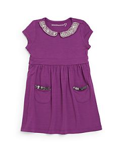 Toddlers & Little Girls Beaded Collar Dress   Purple