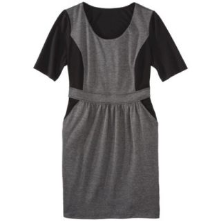 Mossimo Womens Plus Size Elbow Sleeve Ponte Dress   Black/White 4