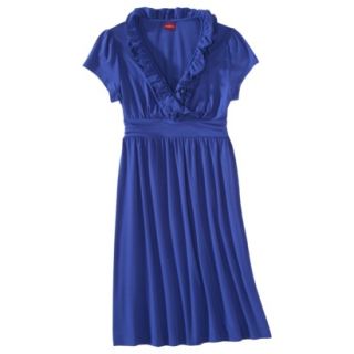 Merona Womens Cap Sleeve Ruffle Dress   Uniform Blue   S