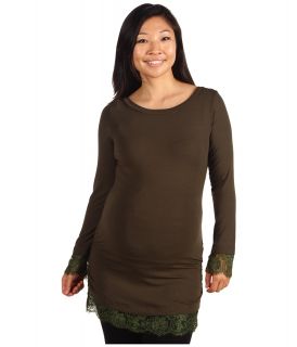 Olian Lace Trim Tee Womens Clothing (Olive)