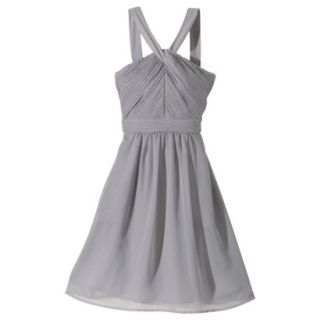 TEVOLIO Womens Plus Size Halter Neck Chiffon Dress   Cement Gray   28W
