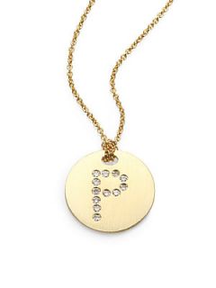 Roberto Coin Diamond and 18K Yellow Gold A Initial Necklace   P