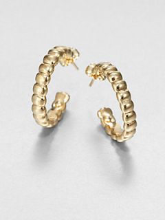 John Hardy 18K Yellow Gold Ribbed Hoop Earrings/1   Gold