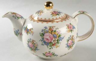 Royal Albert Lady Carlyle (Cream Background) Teapot & Lid, Fine China Dinnerware