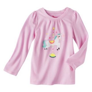 Circo Infant Toddler Girls Long sleeve Carosel Horse Tee   Pink 12 M