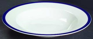 Mikasa Indigo Track Large Rim Soup Bowl, Fine China Dinnerware   Blue Strips Or