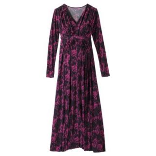 Merona Maternity Long Sleeve Tie Waist Maxi Dress   Purple Print M
