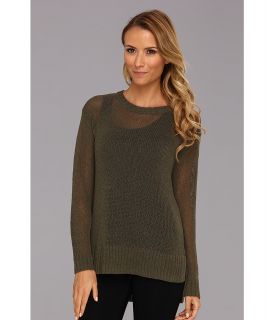 TWO by Vince Camuto Open Stitch Long Sleeve Sweater Womens Sweater (Green)