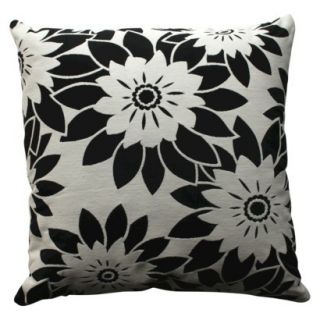Pop Art Textured Floral Toss Pillow   White/Black (18x18)