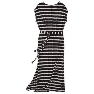 Merona Womens Plus Size Short Sleeve V Neck Maxi Dress   Black/Cream 4