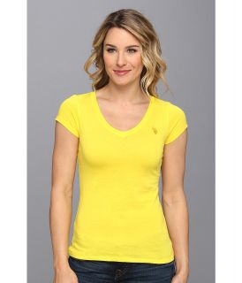 U.S. Polo Assn Solid V Neck Tee Womens T Shirt (Yellow)