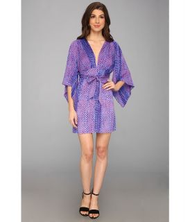Tbags Los Angeles Deep V Neck Kimono Sleeves Mini Dress Womens Dress (Purple)
