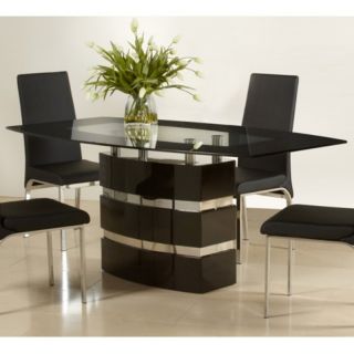 Chintaly Xenia Black Glass Dining Table   CTY457