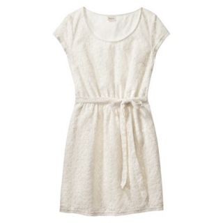 Merona Petites Short Sleeve Lace Overlay Dress   Cream SP