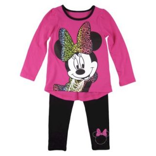 Disney Infant Toddler Girls Minnie Mouse Top and Bottom Set   Fuchsia 12 M