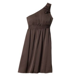 TEVOLIO Womens Satin One Shoulder Rosette Dress   Brown   4
