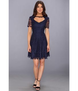 ABS Allen Schwartz Chandelier Lace Dress w/ Cutout Bodice Womens Dress (Navy)