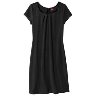 Merona Petites Short Sleeve Faux Leather Trim Shift Dress   Black SP