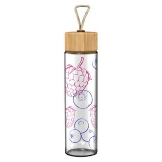 Ello Glass Water Bottle with Wood Lid   Berries