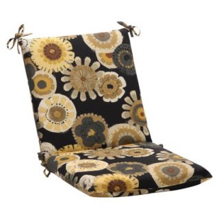Outdoor Chair Cushion   Black/Yellow Floral