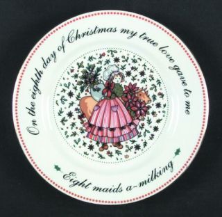 Domestications Twelve Days Of Christmas Salad Plate, Fine China Dinnerware   Bow