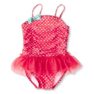 Circo Infant Toddler Girls 1 Piece Tutu Swimsuit   Coral 9 MONTHS