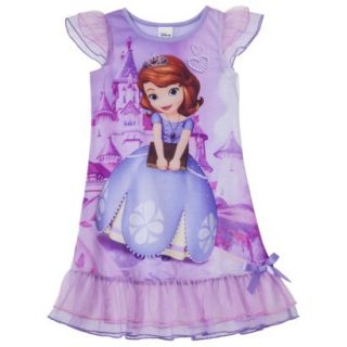 Disney Sofia the First Toddler Girls Short Sleeve Nightgown   Purple 3T
