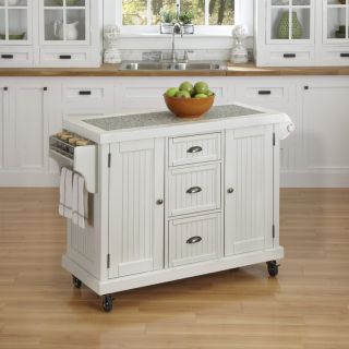 Home Styles Nantucket Distressed White Kitchen Cart   5022 95