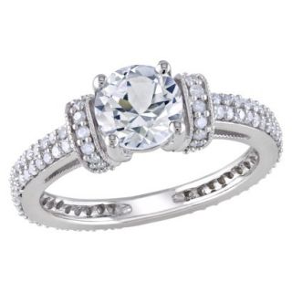 10k White Gold 1/2 Carat Diamond And White Sapphire Engagement Ring (Size 8)