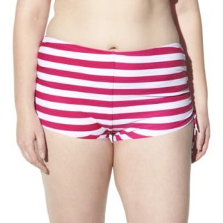 Womens Plus Size Side Tie Swim Shorts   Fire Red/White 16W