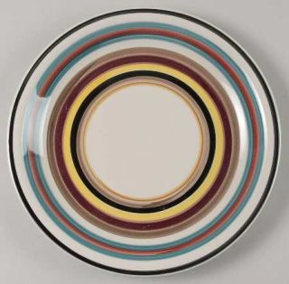 Gibson Designs Sierro Dinner Plate, Fine China Dinnerware   Multicolor Bands,Whi