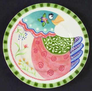 Fitz & Floyd Gypsy Chicks Salad Plate, Fine China Dinnerware   Multimotif/Multic