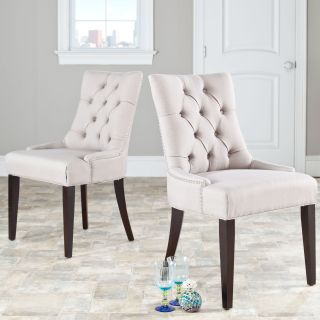 Safavieh Marseille Modern Beige Linen Nailhead Dining Chairs (set Of 2) (BeigeMaterials Linen fabric and woodFinish EspressoSeat height 20.5 inchesSeat dimensions 22 inches wide x 16.5 inches deepChair Dimensions 36.2 inches high x 22.2 inches wide x