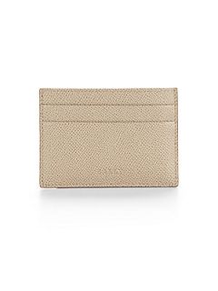 Bally Pebbled Leather Card Holder   Beige