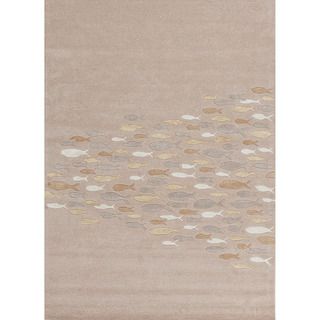 Hand tufted Transitional Animal Print Pattern Ivory Rug (8 X 11)