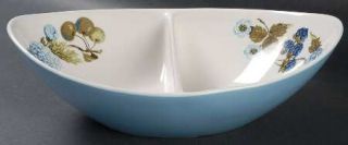 Iroquois Blue Vineyard 11 Oval Divided Vegetable Bowl, Fine China Dinnerware  