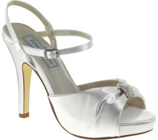 Womens Touch Ups Amelia   White Satin Ornamented Shoes