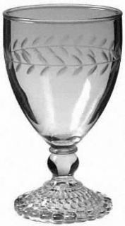 Anchor Hocking Ahc4 Water Goblet   Gray Cut Laurel, Bubble Foot Stem