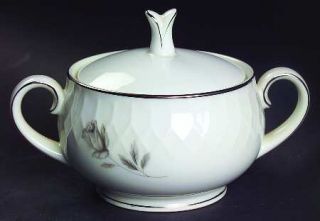 Noritake Reyrosa Sugar Bowl & Lid, Fine China Dinnerware   Gray Rose, Embossed B