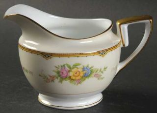 Noritake Aileen Creamer, Fine China Dinnerware   Yellow Border, Floral Sprays