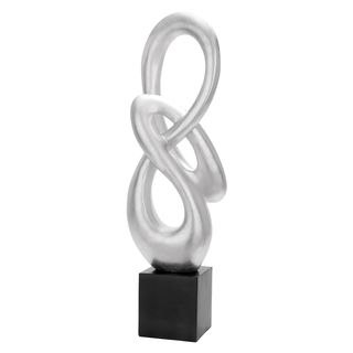 Silver Modern Table top Polystone Sculpture (Black/ silverDimensions 17 inches wide x 52 inches high x 10 inches deep )