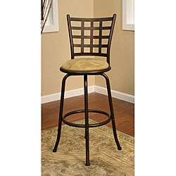 Carrizo Topaz Metal Counter Stool (TopazMaterials MetalLattice backUpholstery MicrofiberUpholstery color Sand (beige)360 degree swivelAdjustable floor glidesSeat height 24 inchesDimensions 37.75 inches high x 17 inches wide x 19 inches deepWeight lim
