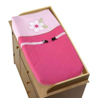 Pink and Green Flower Changing Pad Cover