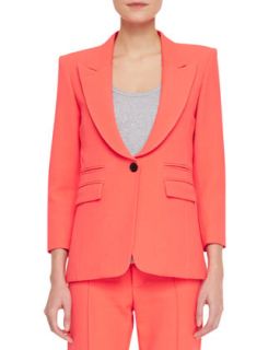 Womens Peaked Lapel One Button Jacket, Fluorescent Orange   Smythe