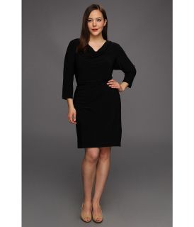 Calvin Klein Plus Size Three Quarter Sleeve Dress Womens Dress (Black)