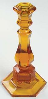 Fostoria Coin Glass Amber Tall Single Light Candlestick   Stem #1372, Amber