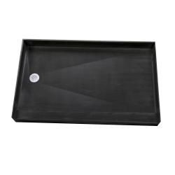 Tile Ready Double Curb Shower Pan (30 X 60 Left Pvc Drain) (BlackMaterials Molded Polyurethane with ribs underneath for extra strengthNumber of pieces One (1)Dimensions 30 inches long x 60 inches wide x 7 inches deep No assembly requiredFully integrate