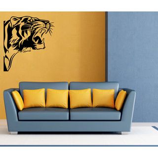Tiger Head Vinyl Wall Decal (Glossy blackEasy to applyDimensions 25 inches wide x 35 inches long )