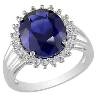 Sterling Silver Created Blue Sapphire and White Topaz Ring